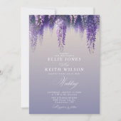 Invitation Gradient Whimsical violet Mariage photo floral (Devant)