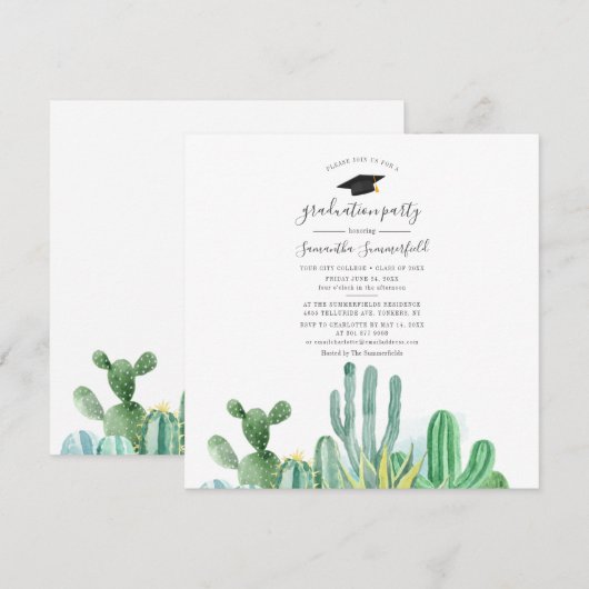 Invitation Graduate 2024 Watercolor Graduation Party (Devant / Derrière)