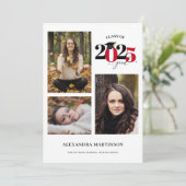 Invitation Graduate 3 Photos Collage Classe rouge de 2023 (Debout devant)