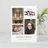 Invitation Graduate 3 Photos Collage Maroon Classe de 2023 (Debout devant)