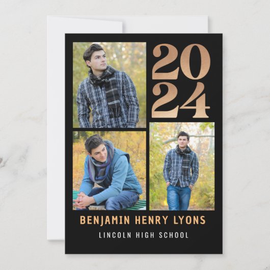 Invitation Graduate Black Class of 2024 Printable (Devant)