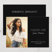 Invitation Graduate Black & White Photo Party 2023 (Devant / Derrière)