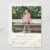 Invitation Graduate Botanical Gold Foil Green 4 Photo (Devant)