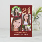 Invitation Graduate Circle Maroon Classe de 2024 imprimable (Debout devant)