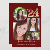 Invitation Graduate Circle Maroon Classe de 2024 imprimable (Devant / Derrière)