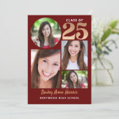 Invitation Graduate Circle Maroon Classe de 2025 imprimable (Debout devant)