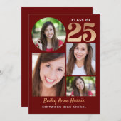 Invitation Graduate Circle Maroon Classe de 2025 imprimable (Devant / Derrière)