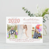 Invitation Graduate Class 2020 Rose Gold Balloon Graduation (Debout devant)