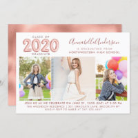 Graduate Class 2020 Rose Gold Balloon Graduation