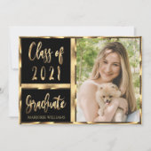Invitation Graduate Class of 2021 Black and Gold Script (Devant)