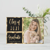 Invitation Graduate Class of 2021 Black and Gold Script (Debout devant)
