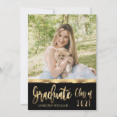 Invitation Graduate Class of 2021 Black and Gold Script (Devant)