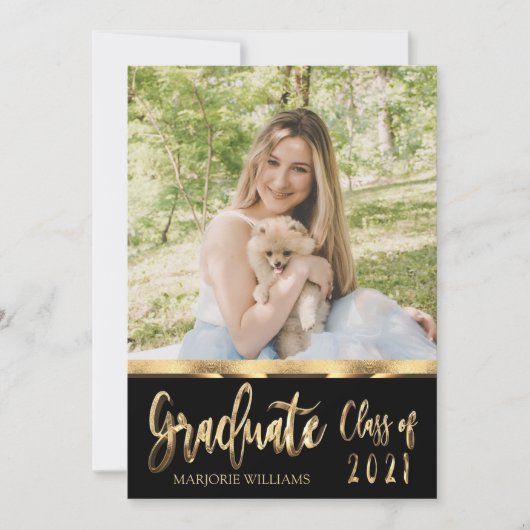 Invitation Graduate Class of 2021 Black and Gold Script (Devant)