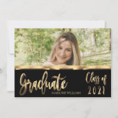 Invitation Graduate Class of 2021 Black and Gold Script (Devant)