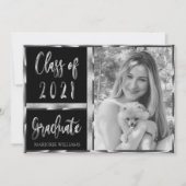 Invitation Graduate Class of 2021 Black and Silver Script (Devant)