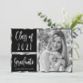 Invitation Graduate Class of 2021 Black and Silver Script (Debout devant)