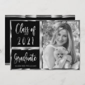 Invitation Graduate Class of 2021 Black and Silver Script (Devant / Derrière)