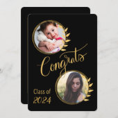 Invitation Graduate Class of 20__ Parties scintillant d'or 4 (Devant / Derrière)