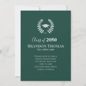 Invitation Graduate Classic Photo Simple Laureate Dark Green (Dos)