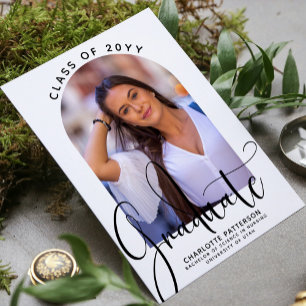 Invitation Graduate Elegant Script Graduation Arch Photo