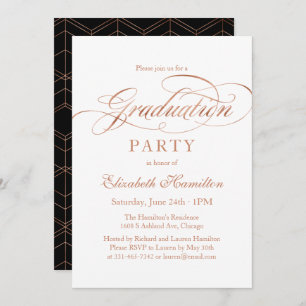 Invitation Graduate Foil Rose Gold Élégant Script Grad Party