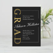 Invitation Graduate Formal Gold Black Photo Party (Debout devant)