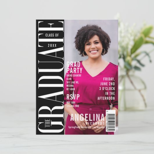 Invitation Graduate Fun Magazine tendance Couverture Grad Par (Debout devant)