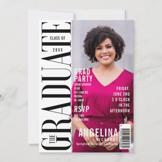 Invitation Graduate Fun Magazine tendance Couverture Grad Par (Devant)
