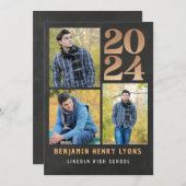 Invitation Graduate Gold Chalkboard Class of 2024 Printable (Devant / Derrière)