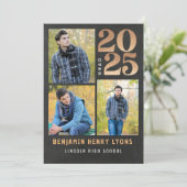 Invitation Graduate Gold Chalkboard Class of 2025 Printable (Debout devant)