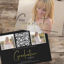 Graduate Gold Noir Calligraphie Photo QR Code