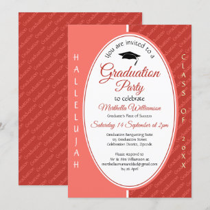 Invitation Graduate HALLELUJAH Custom Coral Graduate