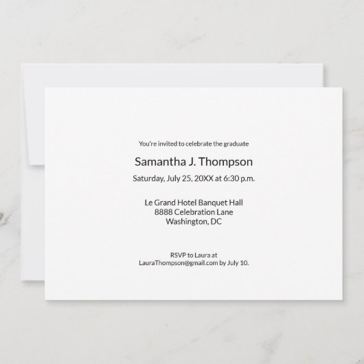 Invitation Graduate hier et maintenant Photos Graduation Part (Dos)