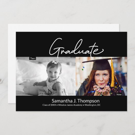 Invitation Graduate hier et maintenant Photos Graduation Part (Devant / Derrière)