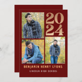 Invitation Graduate Maroon Class of 2024 Printable (Devant / Derrière)