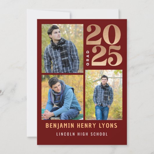 Invitation Graduate Maroon Class of 2025 Printable (Devant)