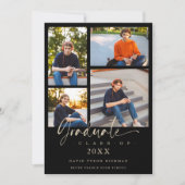 Invitation Graduate Modern Black Trendy Collage 4 Photos (Devant)