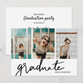 Invitation Graduate Modern Trois Photos Graduation Party  (Devant / Derrière)