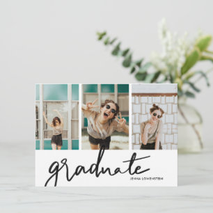 Invitation Graduate Modern Trois Photos Graduation Party
