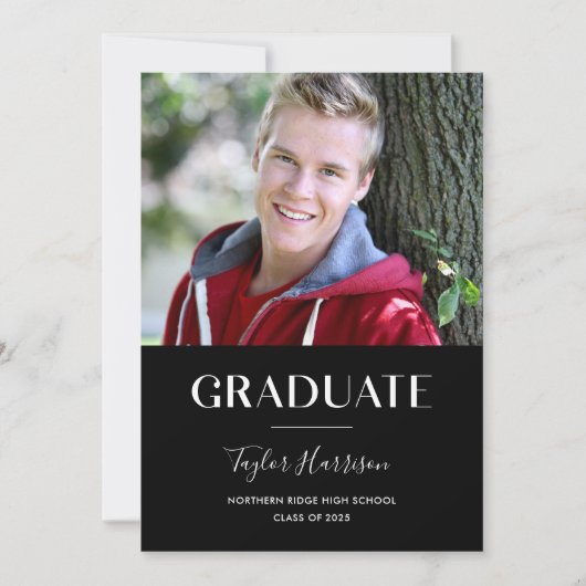 Invitation Graduate moderne Black & White Graduation Party (Devant)