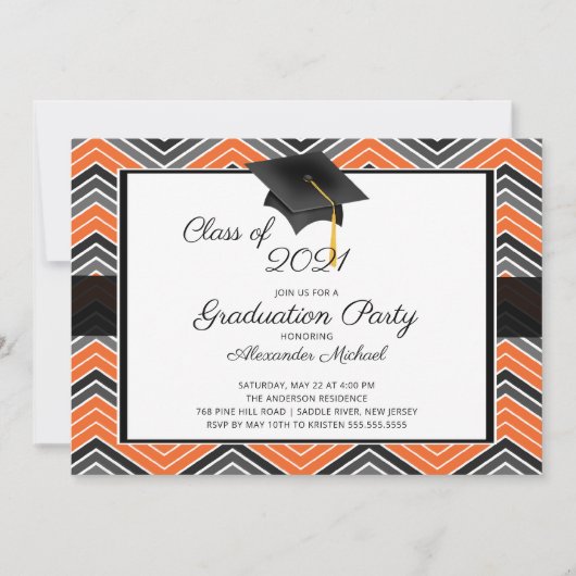 Invitation Graduate moderne ChevronTassel Graduate Party (Devant)
