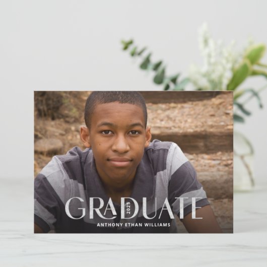 Invitation Graduate moderne Silver Overlay Party (Debout devant)