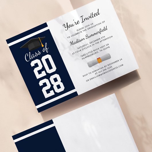 Invitation Graduate Navy Blue Graduation 2025 Party