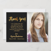 Invitation Graduate noir or photo merci (Devant)