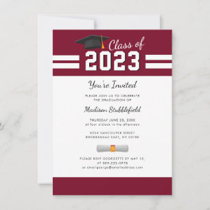 Invitation Graduate Party moderne Bourgogne Graduation 2024