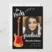 Invitation Graduate Photo Black White Script Graduation Party (Devant)