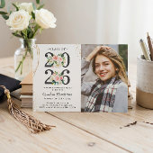 Invitation Graduate Photo Blush Rose Floral Graduate