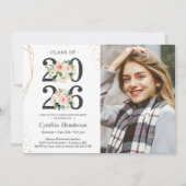 Invitation Graduate Photo Blush Rose Floral Graduate (Devant)