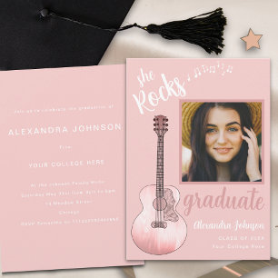 Invitation Graduate Photo Pink Country Music Graduation Party