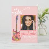 Invitation Graduate Photo Pink Script Graduation Party (Debout devant)